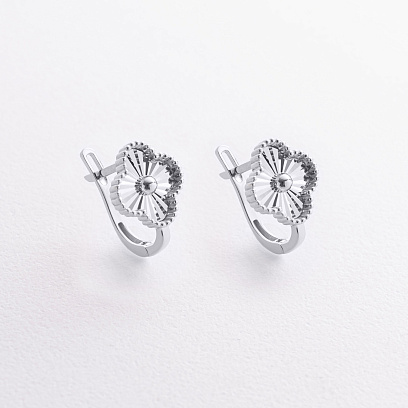 Сережки "Конюшина" в білому золоті с08990