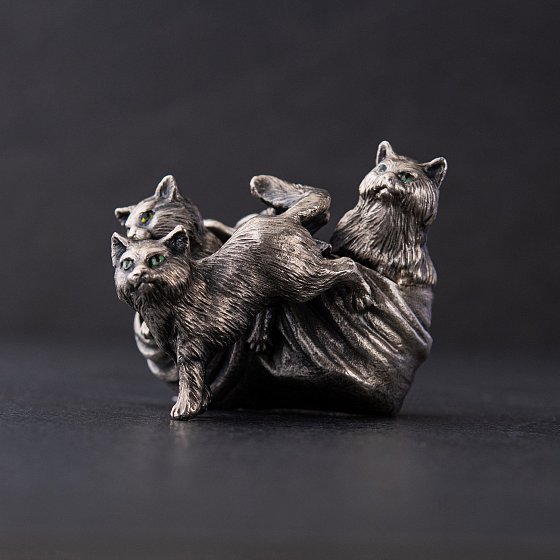 Серебряная фигура ручной работы "Котята" 23165