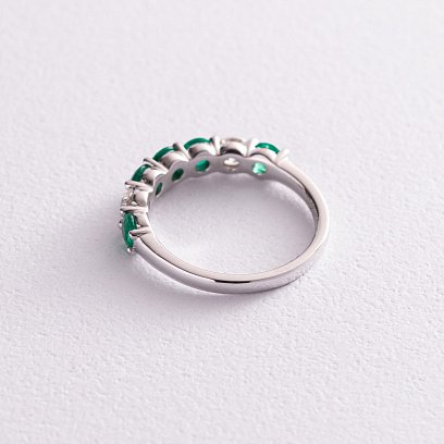 Золота каблучка з смарагдами та діамантами кб0374nl №11