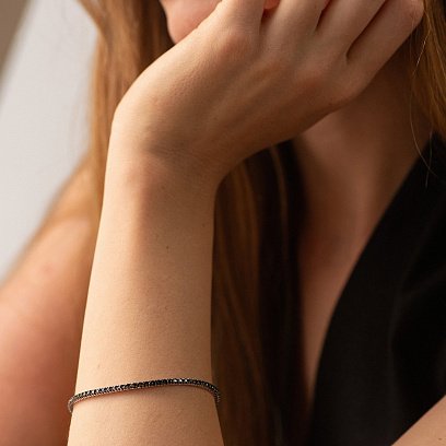 Браслет Теннис в белом золоте с черными бриллиантами 542511222 №2