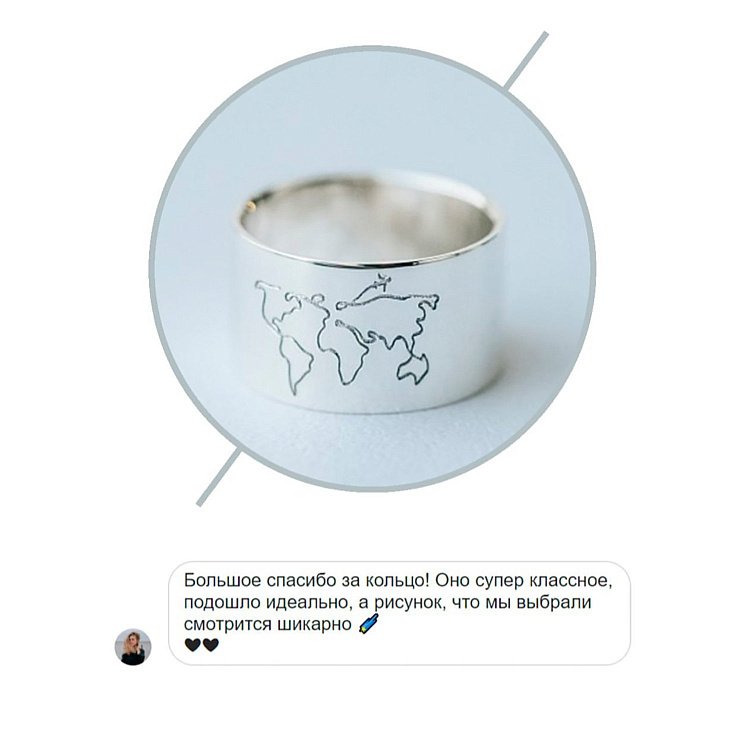 Срібна каблучка з гравіруванням "Карта світу" 112143м від ювелірного магазину Онікс - 4