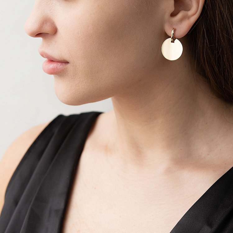 Сережки Великі монетки в жовтому золоті с06509 від ювелірного магазину Онікс - 4