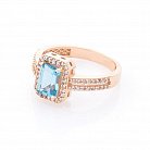 Золотое кольцо с голубым топазом и фианитами к04636 от ювелирного магазина Оникс - 4