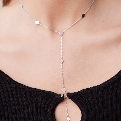 Серебряное колье - галстук "Монетки" 908-01233 №5