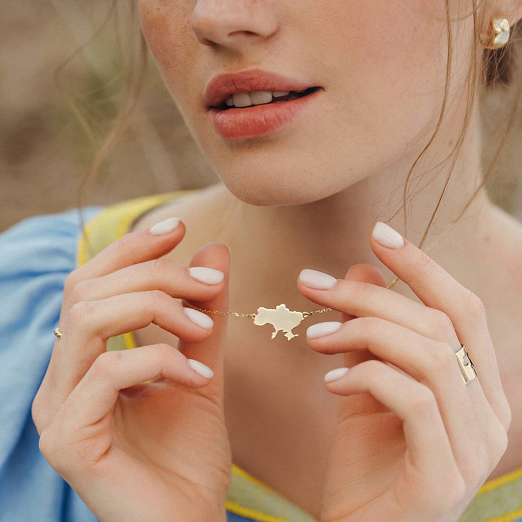 Кольє "Моя Україна" у жовтому золоті (можливе гравіювання) кол02220 від ювелірного магазину Онікс - 11