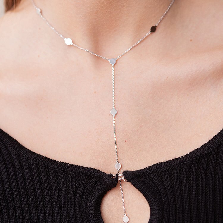 Серебряное колье - галстук "Монетки" 908-01233 от ювелирного магазина Оникс - 4