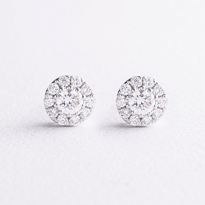 Серьги - пусеты в белом золоте (бриллианты) сб0717mi №2