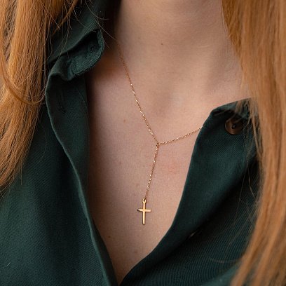 Золотое колье - галстук с крестиком 860463 №9