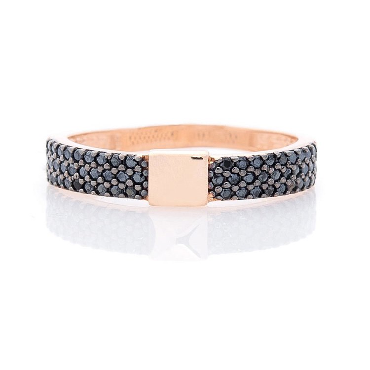 Золотое кольцо с черными фианитами к05403 от ювелирного магазина Оникс - 1