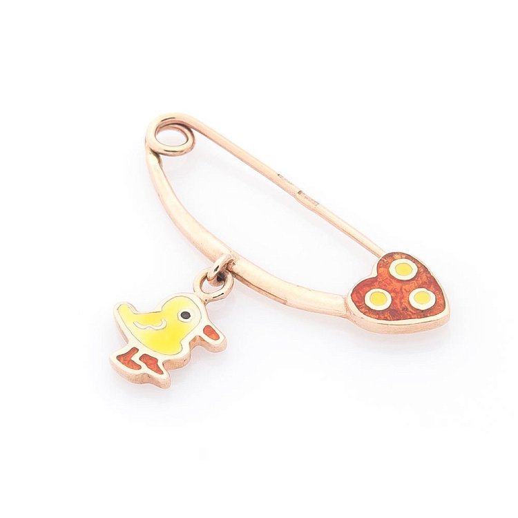Золотая булавка "Уточка" (эмаль) зак00093ут от ювелирного магазина Оникс