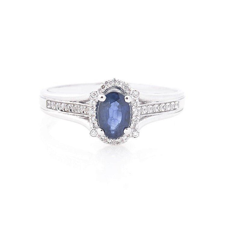 Золотое кольцо с синим сапфиром и бриллиантами C01299R от ювелирного магазина Оникс - 3