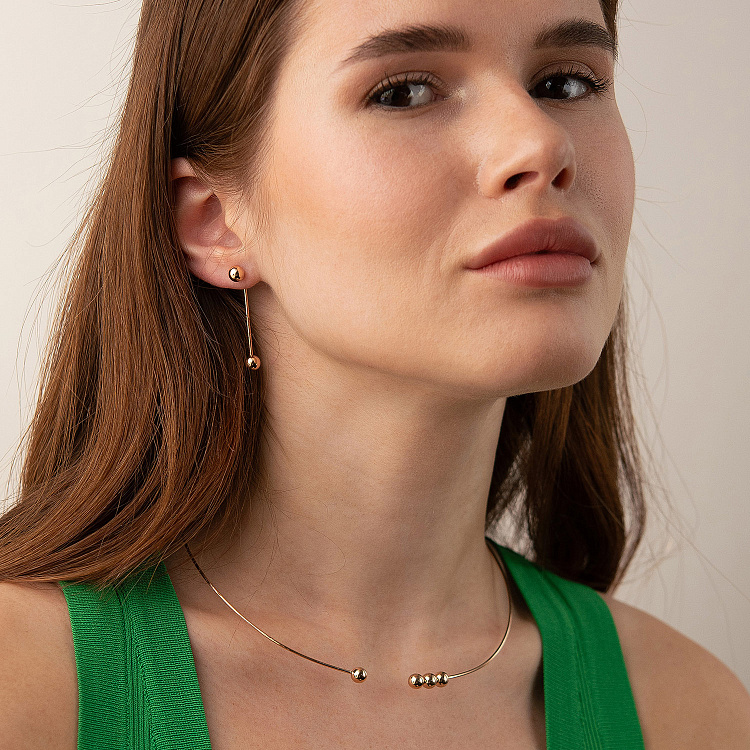 Золотые серьги "Ophelia" с шариками с09364 от ювелирного магазина Оникс - 7