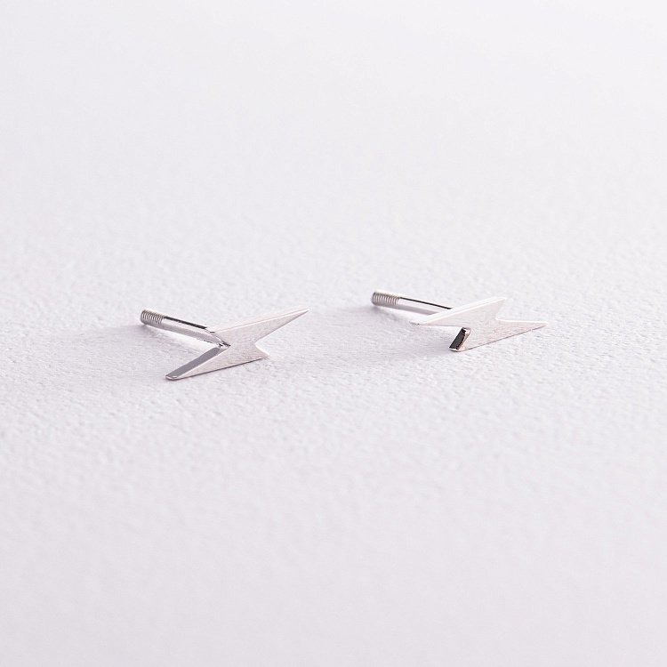 Сережки - пусети "Блискавки" у білому золоті с07942 від ювелірного магазину Онікс - 2