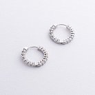 Серебряные серьги - кольца с фианитами 123426 от ювелирного магазина Оникс - 1
