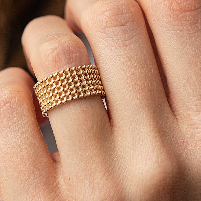 Кольцо "Рейчел" с шариками (желтое золото) к07333 №13