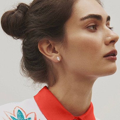 Срібні сережки - пусети "Гілочки" 122752 №7