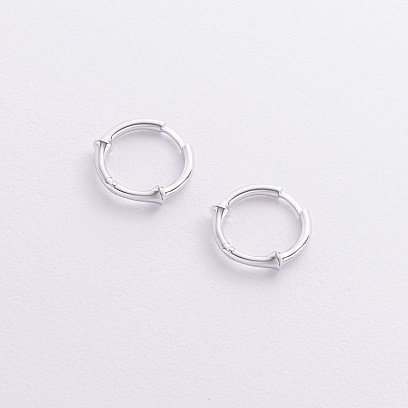 Серьги - кольца "Bamboo" в белом золоте с09110 №3