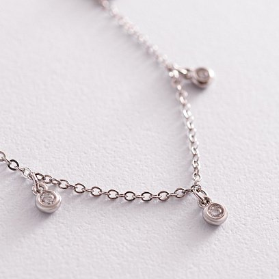 Серебряный браслет на ногу с фианитами 141599 №3
