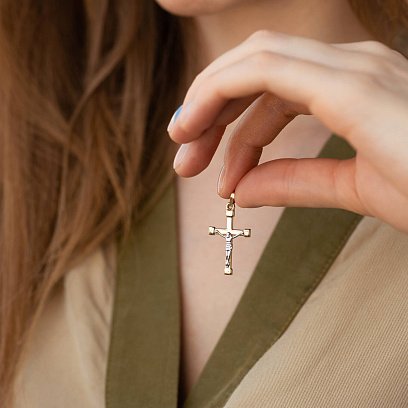 Золотий хрестик з розп'яттям п03671 №2