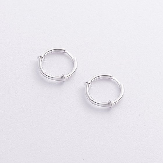 Серьги - кольца "Bamboo" в белом золоте с09110 №3