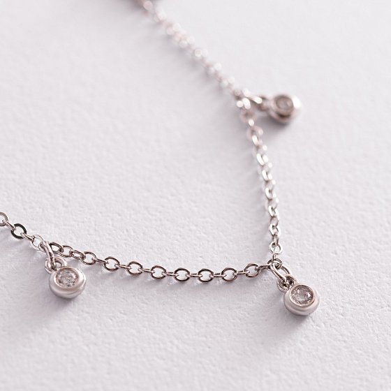 Серебряный браслет на ногу с фианитами 141599 №3
