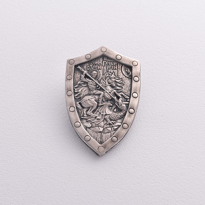 Серебряный кулон - щит "Георгий Победоносец" 026 №7
