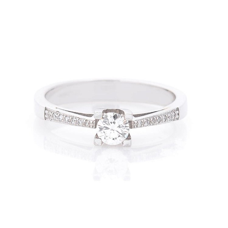 Золота заручальна каблучка (діаманти) кб03036 - 1 Золота заручальна каблучка (діаманти) кб03036 від ювелірного магазину Онікс - 1