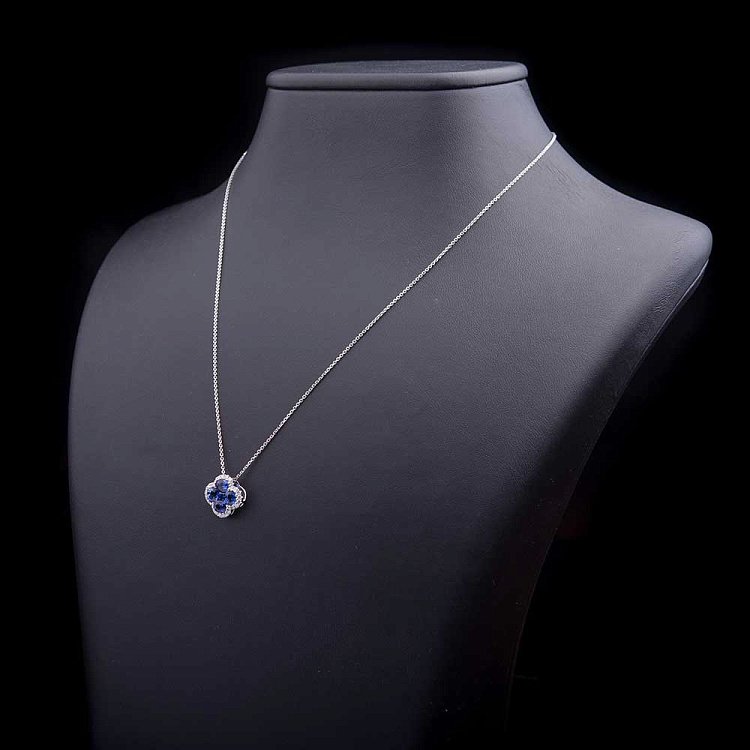 Золоте кольє з сапфірами і діамантами N00232mi від ювелірного магазину Онікс - 1