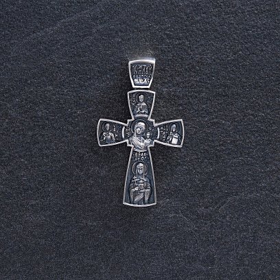 Срібний православний хрест з чорнінням 132558 №2