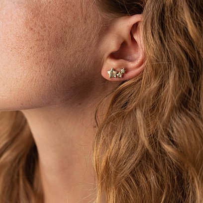 Сережки - пусети "Зірочки" у жовтому золоті с08032 №2