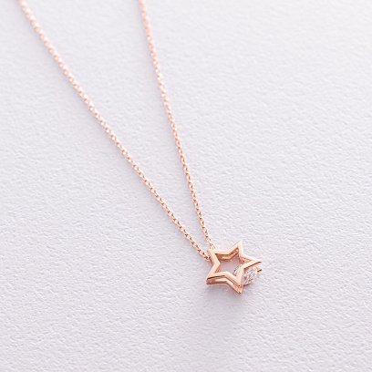 Золоте кольє "Зірочка" з фіанітом кол01900