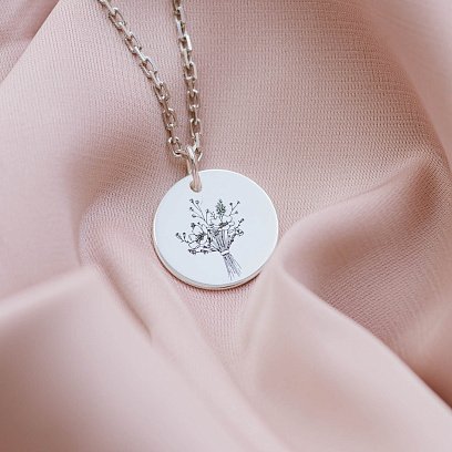 Серебряный кулон с гравировкой "Цветочки" 132724цв №9