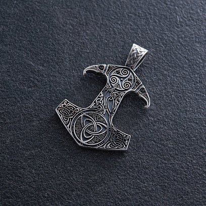 Срібний кулон "Молот" з символами трискеліону і кельтського вузла 7048 №11