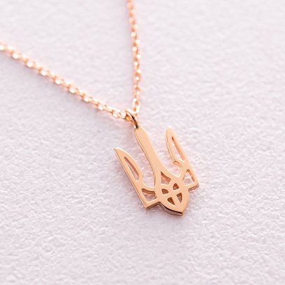 Кольє "Герб України - Тризуб" в червоному золоті (маленький) кол02335 №3