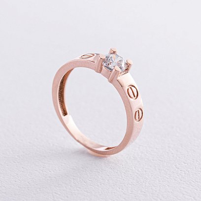 Золотое кольцо "Love" с фианитами к06907