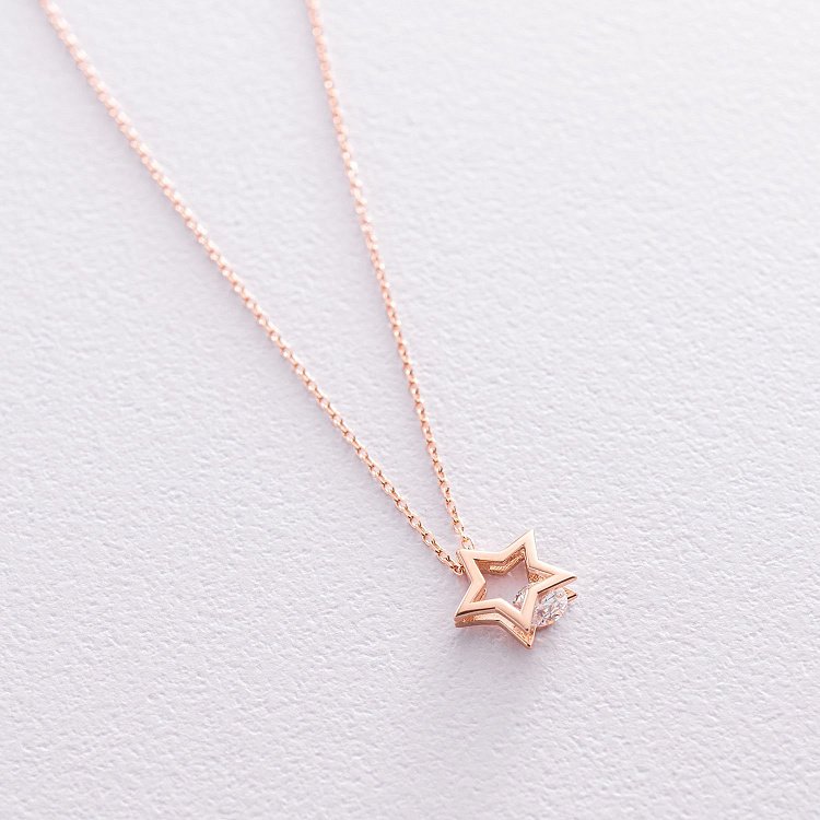 Золоте кольє "Зірочка" з фіанітом кол01900 від ювелірного магазину Онікс