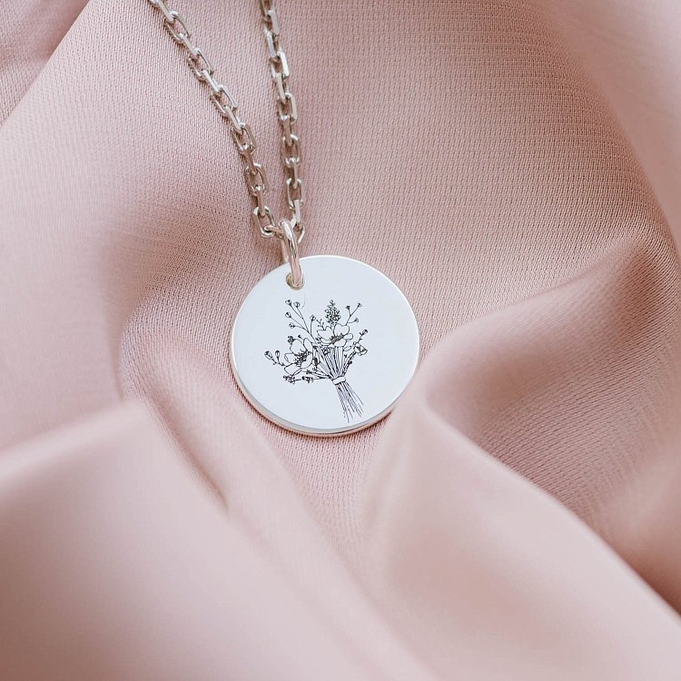 Серебряный кулон с гравировкой "Цветочки" 132724цв от ювелирного магазина Оникс - 8