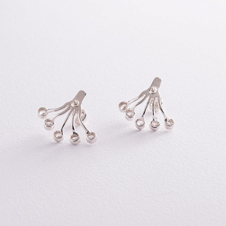 Срібні сережки-пусети з фіанітами 121652 від ювелірного магазину Онікс - 7