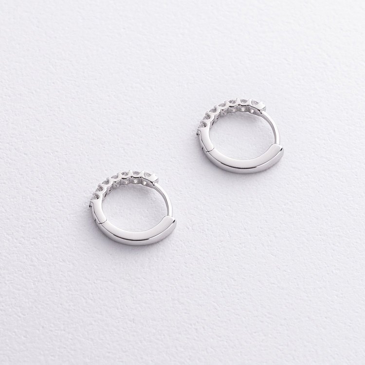 Золоті сережки - кільця з діамантами сб0564sm від ювелірного магазину Онікс - 1