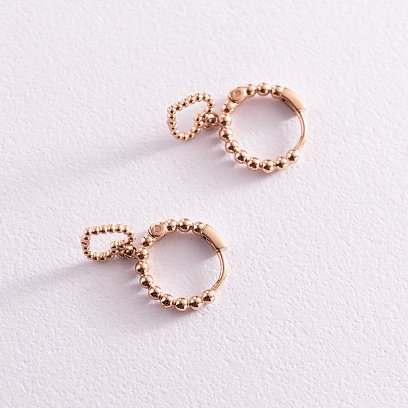 Серьги "Сердечки" в красном золоте с05938 №5