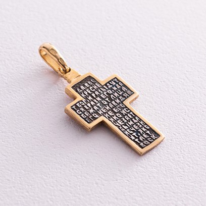 Серебряный крестик с позолотой 132465 №2
