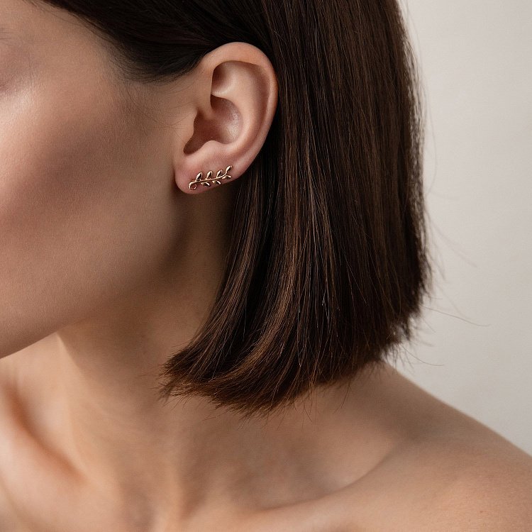 Сережки - клаймбери "Гілочки" в червоному золоті с07581 від ювелірного магазину Онікс - 5