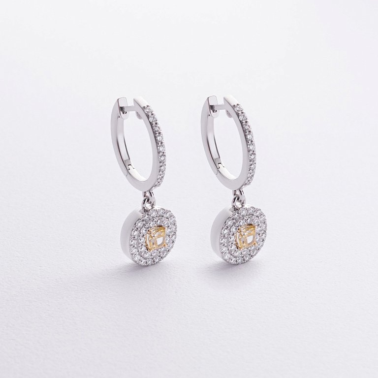 Сережки з діамантами (біле золото) 342061121 - купити Сережки з