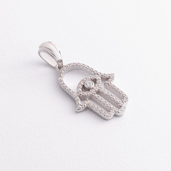 Серебряный кулон "Хамса" с фианитами 1185