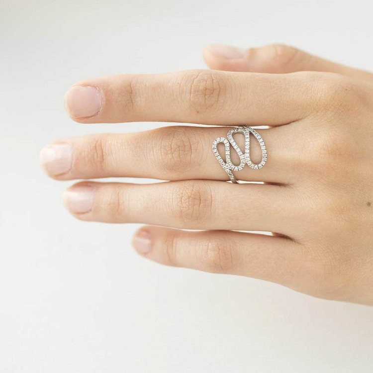 Золота каблучка з діамантами км0285 від ювелірного магазину Онікс - 3