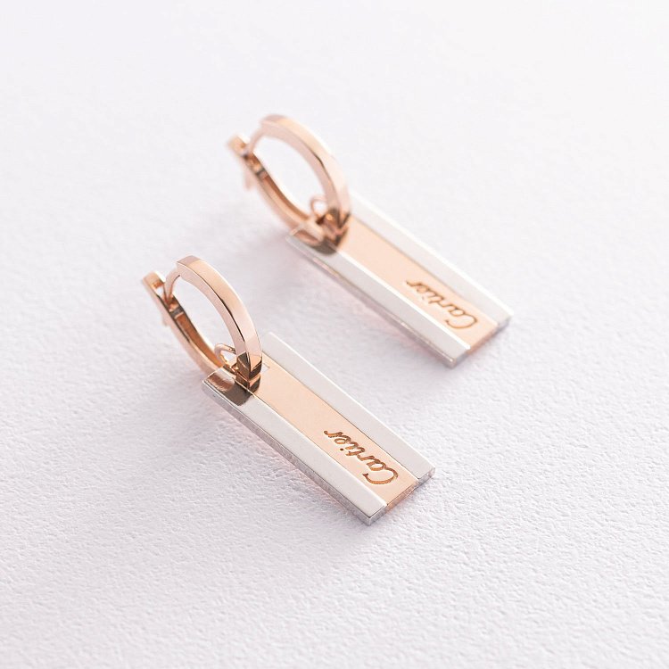 Серьги в красном и белом золоте с07167 Серьги в красном и белом золоте с07167 от ювелирного магазина Оникс