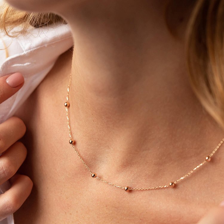 Колье "Шарики" в красном золоте кол02286 от ювелирного магазина Оникс - 4