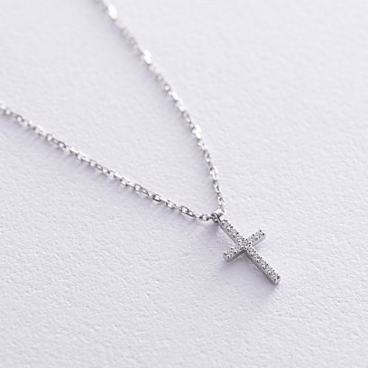 Золотое колье "Крестик" с бриллиантами 738341121 №3