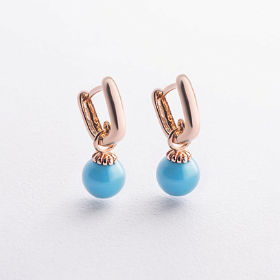 Серьги с бирюзой (красное золото) с08757