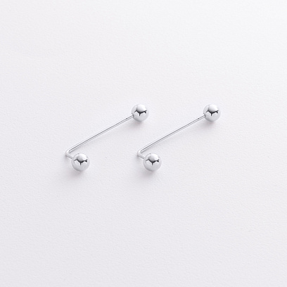 Сережки "Ophelia" з кульками (біле золото) с09417